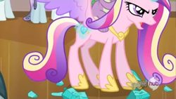Size: 640x360 | Tagged: safe, screencap, character:princess cadance, character:spike, episode:the crystal empire, g4, my little pony: friendship is magic, cropped, hub logo, offscreen character, solo focus