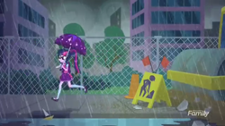 Size: 1280x720 | Tagged: safe, screencap, character:twilight sparkle, character:twilight sparkle (scitwi), species:eqg human, episode:monday blues, eqg summertime shorts, g4, my little pony:equestria girls, boat, drain, flag, it, reference, stephen king, umbrella