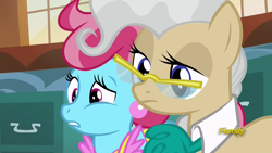 Size: 1920x1080 | Tagged: safe, screencap, character:cup cake, character:mayor mare, species:pony, episode:the perfect pear, g4, my little pony: friendship is magic, discovery family logo, filing cabinet
