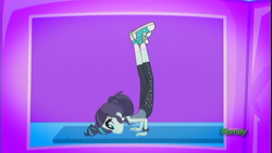 Size: 1400x789 | Tagged: safe, screencap, character:coloratura, episode:epic fails, eqg summertime shorts, g4, my little pony:equestria girls, alternate hairstyle, backbend, clothing, converse, discovery family logo, female, flexible, rara, shoes, sneakers, socks, yoga