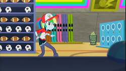 Size: 1400x787 | Tagged: safe, screencap, character:rainbow dash, episode:epic fails, eqg summertime shorts, g4, my little pony:equestria girls, football, tennis racket