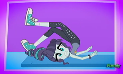 Size: 1108x670 | Tagged: safe, screencap, character:coloratura, episode:epic fails, eqg summertime shorts, g4, my little pony:equestria girls, backbend, converse, derp, frown, gritted teeth, ouch, rara, shoes, sneakers, solo, wide eyes, yoga
