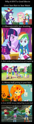 Size: 1143x4096 | Tagged: artist needed, safe, screencap, character:applejack, character:fluttershy, character:pinkie pie, character:rainbow dash, character:rarity, character:spike, character:spike (dog), character:sunset shimmer, character:twilight sparkle, character:twilight sparkle (alicorn), character:twilight sparkle (scitwi), species:alicorn, species:bird, species:dog, species:eqg human, species:pony, episode:get the show on the road, episode:the art of friendship, eqg summertime shorts, equestria girls:equestria girls, equestria girls:legend of everfree, g4, my little pony:equestria girls, brush, bus, camp everfree, canterlot high, comic, converse, freakout, geode of super speed, geode of super strength, legend of everfree - bloopers, magical geodes, outdoors, paint, painting, rainbow dash is not amused, shoes, sunset shimmer is not amused, the rainbooms tour bus, this is our big night, unamused