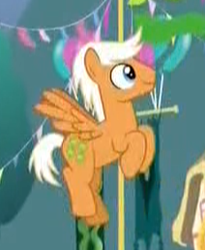 Size: 212x258 | Tagged: safe, screencap, character:emerald green, character:green gem, species:pegasus, species:pony, episode:triple threat, g4, my little pony: friendship is magic, background pony, balloon, cropped, flying, male, solo, stallion