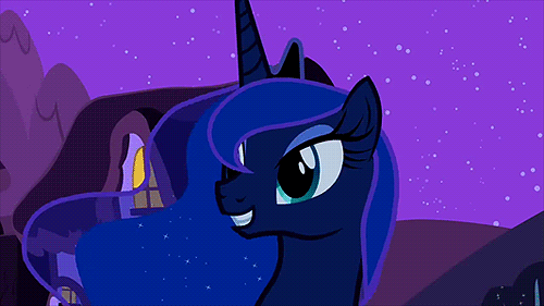 Size: 500x281 | Tagged: safe, screencap, character:princess luna, episode:luna eclipsed, g4, my little pony: friendship is magic, animated, cute, grin, lunabetes, smiling, solo, talking, the fun has been doubled
