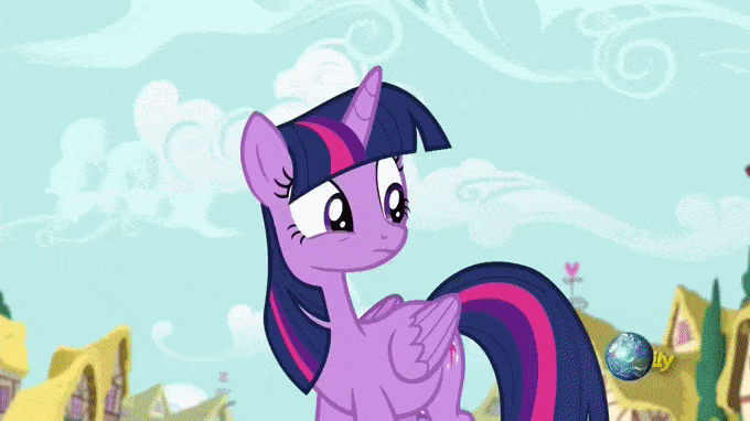 Size: 680x382 | Tagged: safe, screencap, character:coconut cream, character:toola roola, character:twilight sparkle, character:twilight sparkle (alicorn), species:alicorn, species:earth pony, species:pony, episode:fame and misfortune, g4, my little pony: friendship is magic, animated, annoyed, dropped ice cream, food, gif, glowing horn, ice cream, magic, telekinesis, twilight is not amused, unamused