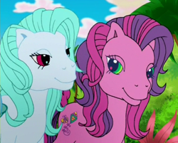 Size: 510x410 | Tagged: safe, screencap, character:sky wishes, species:pony, episode:friends are never far away, g3, cropped, female, lidded eyes, make a new friend every day, smiling, splash and down