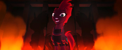 Size: 1920x799 | Tagged: safe, screencap, character:tempest shadow, species:pony, species:unicorn, my little pony: the movie (2017), broken horn, female, fire, open up your eyes, solo