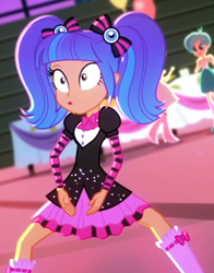 Size: 628x802 | Tagged: safe, screencap, episode:a photo booth story, eqg summertime shorts, g4, my little pony:equestria girls, cropped, fall formal outfits, female, pixel pizazz, pixel pizazz's haka, tennis match