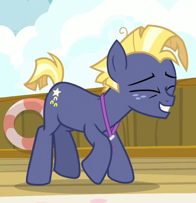 Size: 641x664 | Tagged: safe, screencap, character:star tracker, species:earth pony, species:pony, episode:once upon a zeppelin, g4, my little pony: friendship is magic, airship, animated, cute, excited, freckles, gif, male, pacing, stallion, trackerbetes, zeppelin