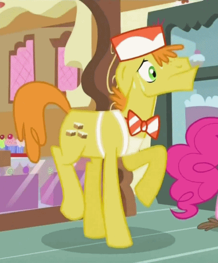 Size: 448x540 | Tagged: safe, screencap, character:carrot cake, character:pinkie pie, character:pound cake, episode:baby cakes, g4, my little pony: friendship is magic, animated, cropped, prancing, sweat, sweatdrop, trotting, trotting in place