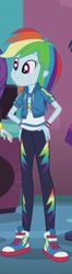 Size: 259x975 | Tagged: safe, screencap, character:rainbow dash, character:twilight sparkle, character:twilight sparkle (scitwi), species:eqg human, episode:a fine line, g4, my little pony:equestria girls, clothing, converse, cropped, female, geode of super speed, jacket, magical geodes, pants, shoes, smiling, sneakers