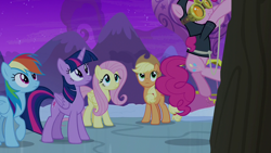 Size: 1280x720 | Tagged: safe, screencap, character:applejack, character:fluttershy, character:pinkie pie, character:rainbow dash, character:twilight sparkle, character:twilight sparkle (alicorn), species:alicorn, species:pony, episode:not asking for trouble, episode:pinkie spy, g4, my little pony: friendship is magic, my little pony:equestria girls, hot air balloon, twinkling balloon