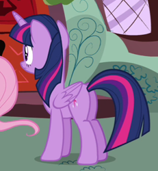 Size: 309x335 | Tagged: safe, screencap, character:twilight sparkle, character:twilight sparkle (alicorn), species:alicorn, species:pony, episode:testing testing 1-2-3, g4, my little pony: friendship is magic, cropped, golden oaks library, plot