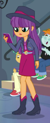 Size: 204x499 | Tagged: safe, screencap, character:ginger owlseye, character:snails, character:snips, episode:overpowered, g4, my little pony:equestria girls, background human, boots, cellphone, clothing, cropped, cute, fedora, hat, iphone, jacket, legs, phone, shoes, smartphone, solo focus