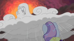 Size: 1280x720 | Tagged: safe, screencap, character:rarity, character:sweetie belle, episode:for whom the sweetie belle toils, cloud, laughing, nightmare, raricloud