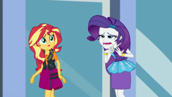 Size: 1280x720 | Tagged: safe, screencap, character:rarity, character:sunset shimmer, episode:display of affection, g4, my little pony:equestria girls, female, geode of empathy, magical geodes