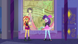 Size: 1280x720 | Tagged: safe, screencap, character:rarity, character:sunset shimmer, episode:display of affection, g4, my little pony:equestria girls, crying, makeup, marshmelodrama, running makeup