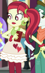 Size: 371x600 | Tagged: safe, screencap, character:aqua blossom, character:scott green, episode:display of affection, g4, my little pony:equestria girls, background human, cropped, female, male, offscreen character, rose heart, scott green, solo focus