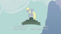 Size: 1920x1080 | Tagged: safe, screencap, character:derpy hooves, species:pegasus, species:pony, episode:the last roundup, g4, my little pony: friendship is magic, animated, bouncing, cloud, cloudy, electrocution, female, flapping, i just don't know what went wrong, mare, pronking, smiling, solo, sound, stomping, stormcloud, talking, webm