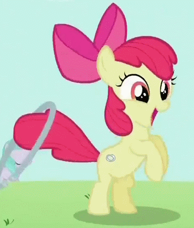 Size: 392x460 | Tagged: safe, screencap, character:apple bloom, episode:the cutie pox, g4, my little pony: friendship is magic, animated, background pony, cropped, fake cutie mark, hoofy-kicks, loop-de-hoop, rearing, solo focus