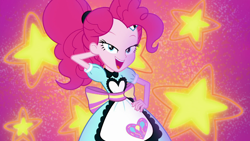 Size: 1280x720 | Tagged: safe, screencap, character:pinkie pie, episode:coinky-dink world, eqg summertime shorts, g4, my little pony:equestria girls, looking at you, open mouth, seductive eyes, seductive look, seductive pose, server pinkie pie, solo