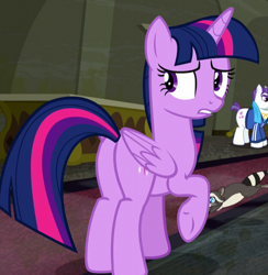 Size: 589x603 | Tagged: safe, screencap, character:mr. stripes, character:twilight sparkle, character:twilight sparkle (alicorn), species:alicorn, species:pony, episode:the saddle row review, g4, my little pony: friendship is magic, cropped, plot, smoky jr.