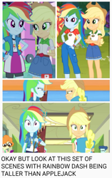 Size: 663x1056 | Tagged: safe, artist:appuljackie, screencap, character:applejack, character:rainbow dash, episode:a perfect day for fun, episode:queen of clubs, equestria girls:legend of everfree, g4, my little pony:equestria girls, female, humans standing next to each other