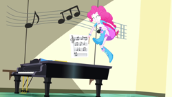 Size: 1920x1080 | Tagged: safe, screencap, character:pinkie pie, episode:the art of friendship, eqg summertime shorts, g4, my little pony:equestria girls, actually legit eqg panty shot, adorasexy, boots, clothing, cute, drumsticks, high heel boots, music notes, panties, panty shot, piano, sexy, shoes, skirt, skirt lift, solo, underwear, upskirt