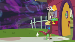 Size: 1280x720 | Tagged: safe, screencap, character:discord, episode:discordant harmony, g4, my little pony: friendship is magic, discord's house, solo, the discord zone