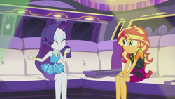 Size: 1920x1080 | Tagged: safe, screencap, character:rarity, character:sunset shimmer, episode:driving miss shimmer, g4, my little pony:equestria girls, driving miss shimmer: rarity, geode of empathy, geode of shielding, limousine, magical geodes