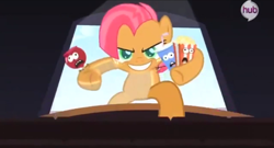 Size: 1361x737 | Tagged: safe, screencap, character:babs seed, episode:one bad apple, g4, my little pony: friendship is magic, candy apple (food), cinema, drink, fourth wall, macro, popcorn