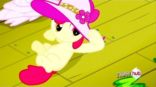 Size: 500x281 | Tagged: safe, screencap, character:apple bloom, episode:one bad apple, g4, my little pony: friendship is magic, animated, clothing, hat