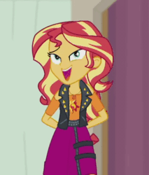 Size: 444x522 | Tagged: safe, screencap, character:sunset shimmer, episode:constructive criticism, g4, my little pony:equestria girls, adorasexy, animated, cute, female, geode of empathy, hips, no sound, sexy, shimmerbetes, solo, webm