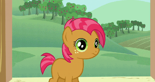 Size: 500x266 | Tagged: safe, screencap, character:babs seed, episode:one bad apple, g4, my little pony: friendship is magic, animated, dolly zoom, eyes, forced perspective, ping pong