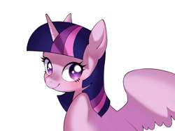 Size: 1000x750 | Tagged: safe, artist:kairean, character:twilight sparkle, character:twilight sparkle (alicorn), species:alicorn, species:pony, looking at you, smiling, solo, spread wings, wings