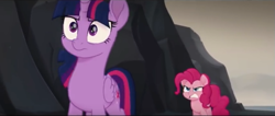 Size: 851x360 | Tagged: safe, screencap, character:pinkie pie, character:twilight sparkle, character:twilight sparkle (alicorn), species:alicorn, species:earth pony, species:pony, my little pony: the movie (2017), angry, argument, basalt beach, female, frustrated, mare