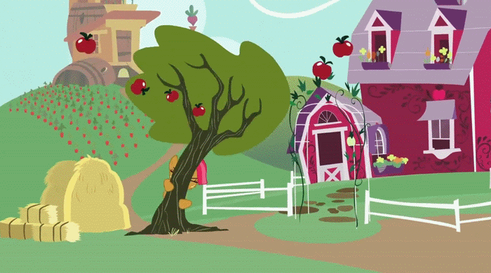 Size: 700x390 | Tagged: safe, screencap, character:babs seed, episode:one bad apple, g4, my little pony: friendship is magic, animated, apple, apple tree, sweet apple acres, tree