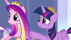 Size: 1280x720 | Tagged: safe, screencap, character:princess cadance, character:twilight sparkle, character:twilight sparkle (alicorn), species:alicorn, species:pony, episode:twilight's kingdom, g4, my little pony: friendship is magic, duo, sisters-in-law