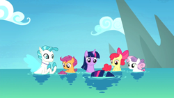 Size: 1920x1080 | Tagged: safe, screencap, character:apple bloom, character:scootaloo, character:sweetie belle, character:terramar, character:twilight sparkle, character:twilight sparkle (alicorn), species:alicorn, species:pegasus, species:pony, species:seapony (g4), episode:surf and/or turf, g4, my little pony: friendship is magic, season 8, cutie mark crusaders, sea-mcs, seaponified, seapony apple bloom, seapony scootaloo, seapony sweetie belle, seapony twilight, species swap, water
