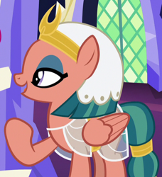 Size: 566x621 | Tagged: safe, screencap, character:somnambula, species:pegasus, species:pony, episode:shadow play, g4, my little pony: friendship is magic, cropped, female, headdress, mare, raised hoof, solo