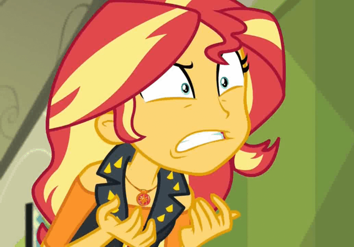 Size: 720x502 | Tagged: safe, screencap, character:sunset shimmer, equestria girls:forgotten friendship, g4, my little pony:equestria girls, angry, animated, clothing, jacket, lockers, reaction image, school