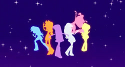 Size: 500x268 | Tagged: safe, screencap, character:applejack, character:fluttershy, character:pinkie pie, character:rainbow dash, character:rarity, character:twilight sparkle, equestria girls:equestria girls, g4, my little pony:equestria girls, humane five, humane six, silhouette