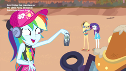 Size: 1920x1080 | Tagged: safe, screencap, character:applejack, character:rainbow dash, character:rarity, episode:lost and found, g4, my little pony:equestria girls, beach, cellphone, clothing, feet, flip-flops, nokia, nokia 3310, phone, sandals, swimsuit