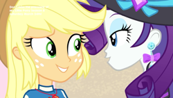 Size: 1920x1080 | Tagged: safe, screencap, character:applejack, character:rarity, episode:lost and found, g4, my little pony:equestria girls, clothing, duo, female, shipping fuel, swimsuit