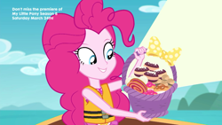 Size: 1920x1080 | Tagged: safe, screencap, character:pinkie pie, episode:the salty sails, g4, my little pony:equestria girls, clothing, food, solo, swimsuit