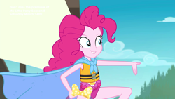 Size: 1920x1080 | Tagged: safe, screencap, character:pinkie pie, episode:the salty sails, g4, my little pony:equestria girls, cape, clothing, solo, swimsuit