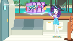 Size: 1920x1080 | Tagged: safe, screencap, character:rarity, episode:the salty sails, g4, my little pony:equestria girls, clothing, feet, flip-flops, geode of shielding, lifejacket, sandals, solo, swimsuit