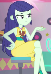Size: 421x608 | Tagged: safe, screencap, character:blueberry cake, episode:pinkie pie: snack psychic, g4, my little pony:equestria girls, blueberry cake, cropped, raised eyebrow, solo