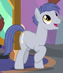 Size: 450x520 | Tagged: safe, screencap, character:slate sentiments, species:earth pony, species:pony, episode:school daze, g4, my little pony: friendship is magic, background pony, cropped, friendship student, male, raised hoof, solo focus, stallion, walking